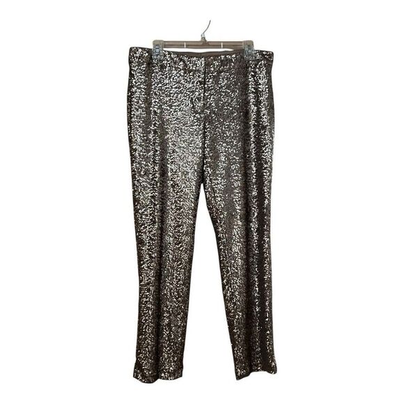 Ann Taylor Womens Size 8 Gold Sequin Straight Leg Cocktail Party Pants New - Picture 1 of 4